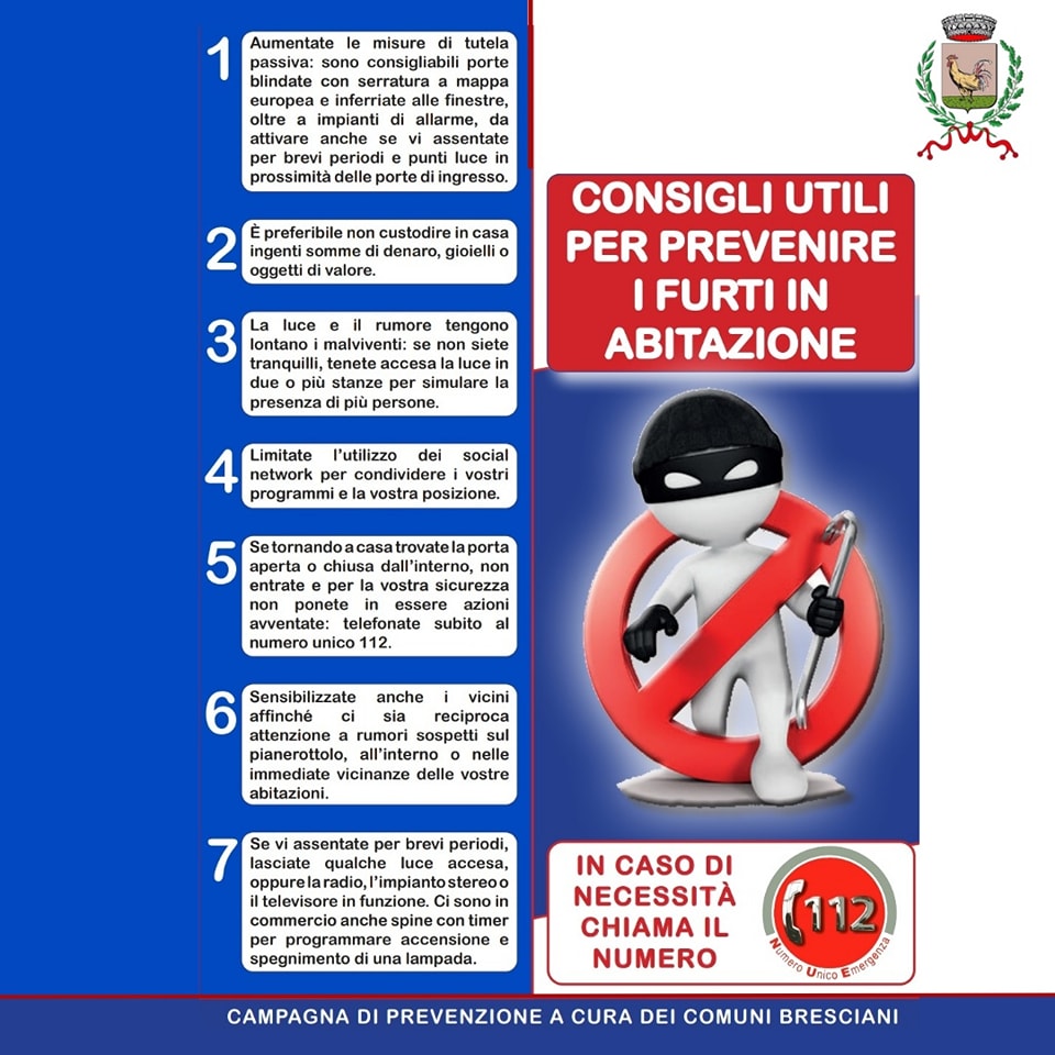 Immagine di copertina per Dalla Prefettura. Furti nelle abitazioni: i consigli per prevenirli